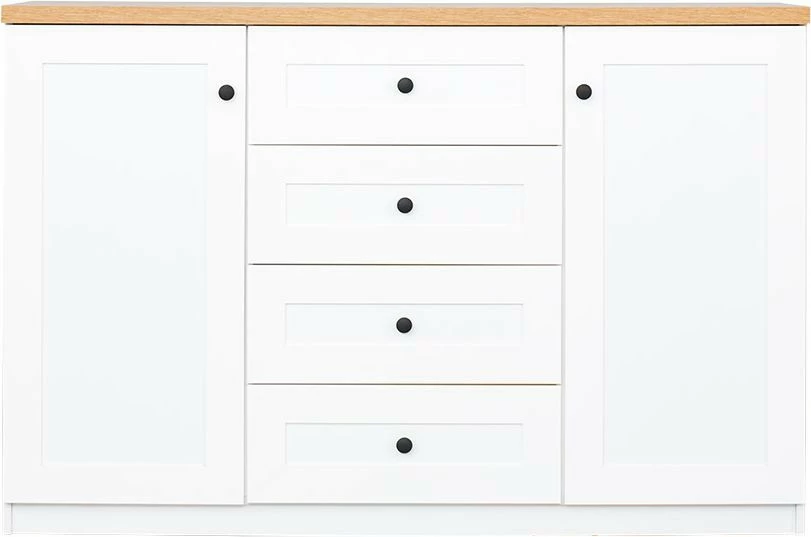 Komoda z drzwiczkami i czterema szufladami Toskania (biały/dąb Soma ciemny) 