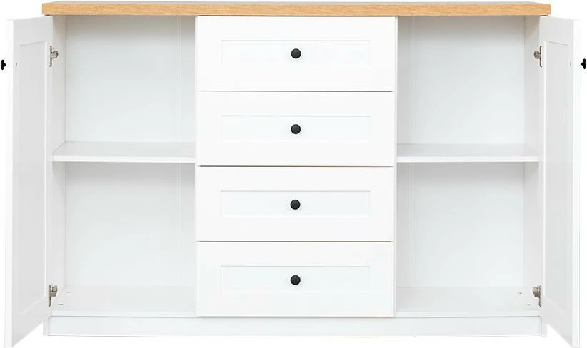 Komoda z drzwiczkami i czterema szufladami Toskania (biały/dąb Soma ciemny)