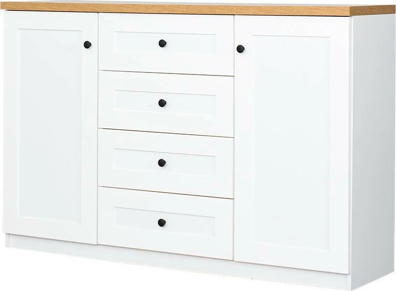 Komoda z drzwiczkami i czterema szufladami Toskania (biały/dąb Soma ciemny)
