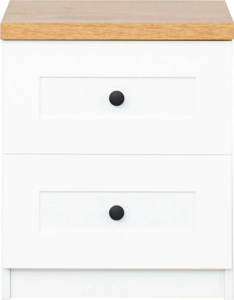 Stolik nocny z dwoma szufladami Toskania (biały/dąb Soma ciemny)