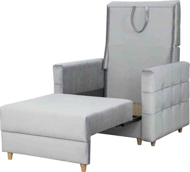 Fotel rozkładany Paris (plusz srebrzysty)
