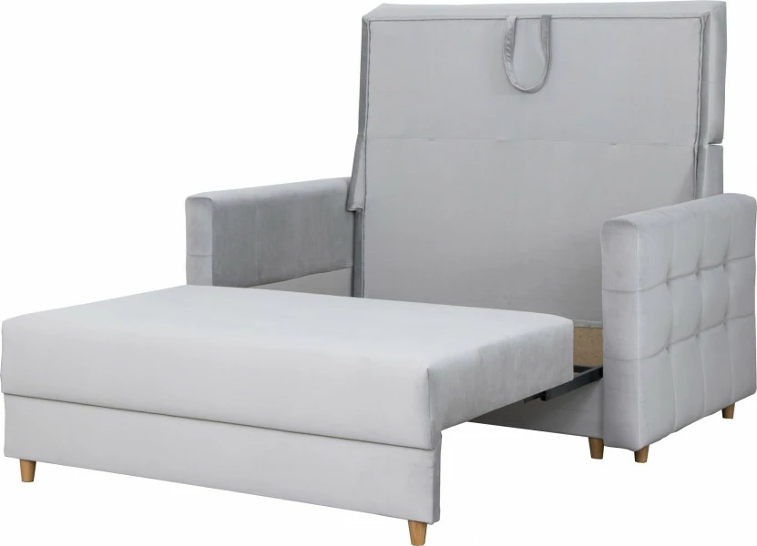 Fotel 2-osobowy rozkładany Paris (plusz srebrzysty)