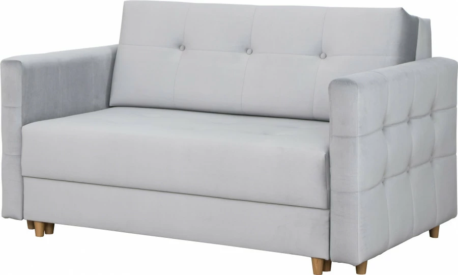 Fotel 2-osobowy rozkładany Paris (plusz srebrzysty) 