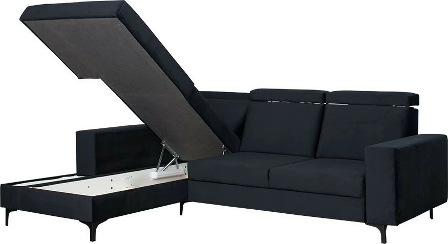 Narożnik Sydney (plusz czarny) lewy