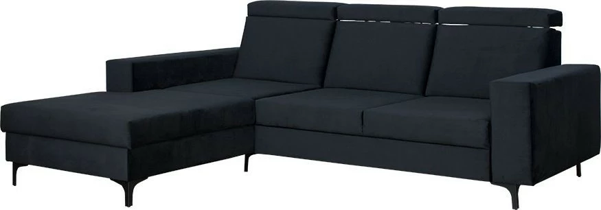 Narożnik Sydney (plusz czarny) lewy