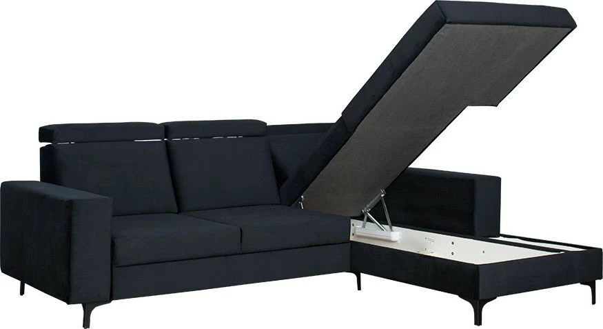 Narożnik Sydney (plusz czarny) prawy