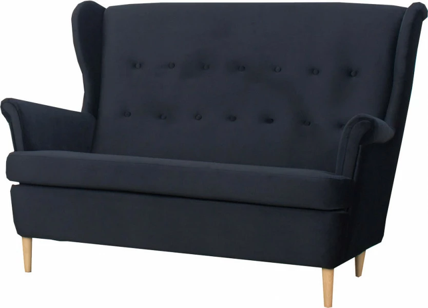 Sofa 2-osobowa Werina (plusz czarny) 
