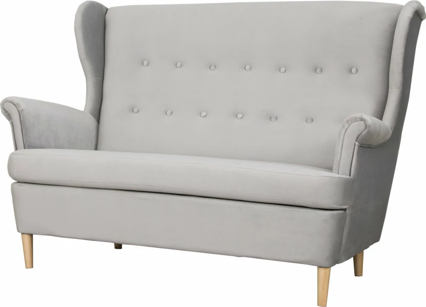 Sofa 2-osobowa Werina (plusz srebrzysty)