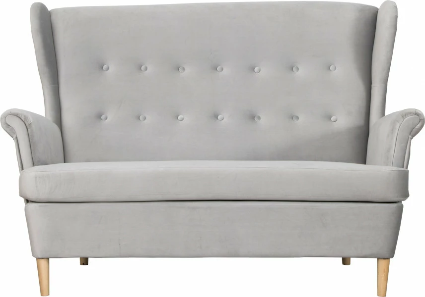 Sofa 2-osobowa Werina (plusz srebrzysty) 