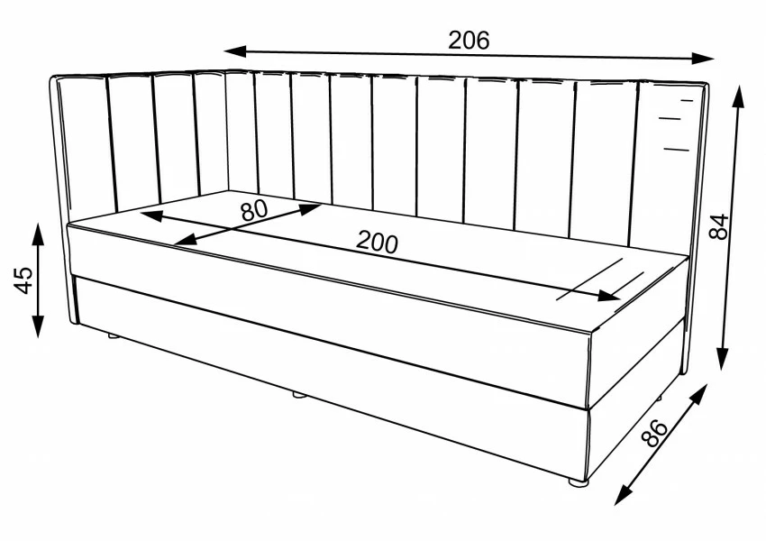 Tapczan Manilla lewy (plusz srebrzysty)