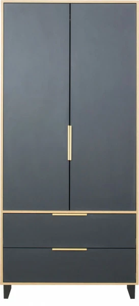 Szafa dwudrzwiowa z szufladami Floryda (grafit/dąb Soma ciemny)