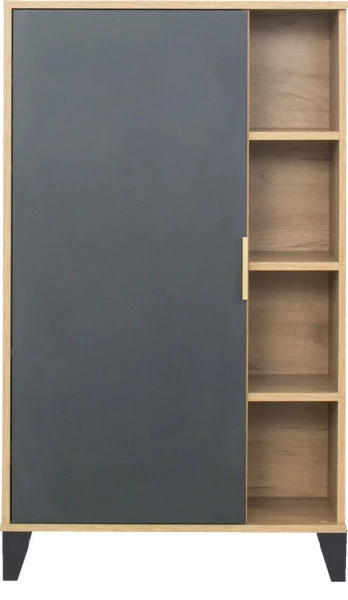 Szafka stojąca z drzwiczkami i półkami Floryda (grafit/dąb Soma ciemny