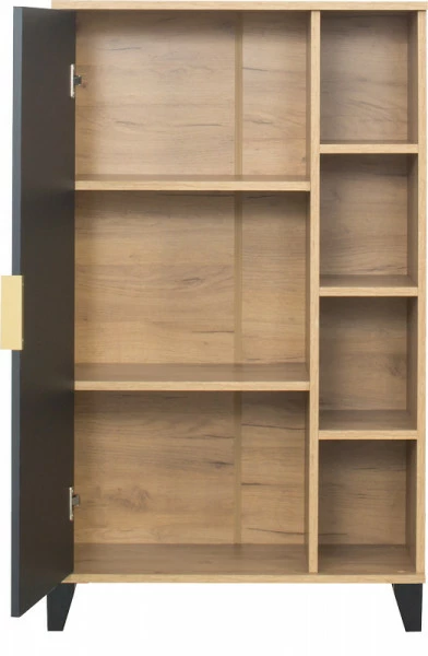 Szafka stojąca z drzwiczkami i półkami Floryda (grafit/dąb Soma ciemny