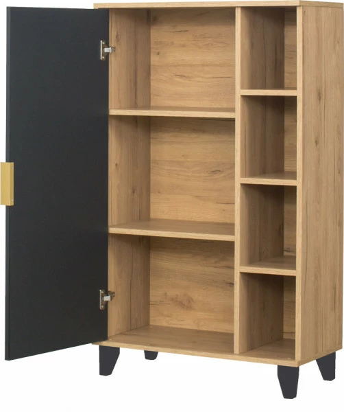 Szafka stojąca z drzwiczkami i półkami Floryda  (grafit/dąb Soma ciemny 