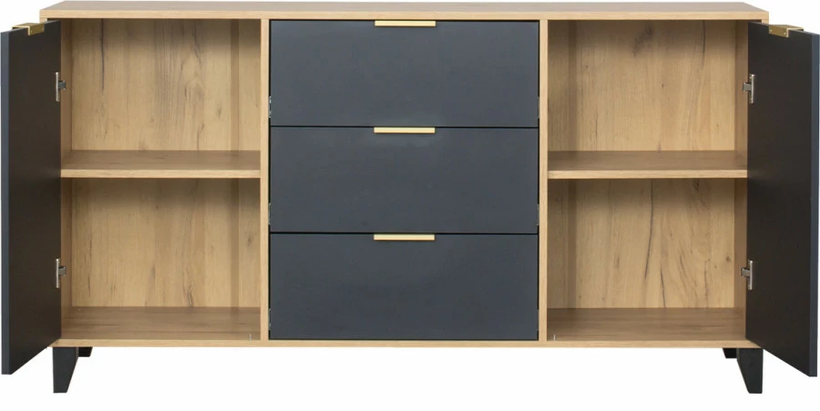 Komoda z drzwiczkami i szufladami Floryda (grafit/dąb Soma ciemny)