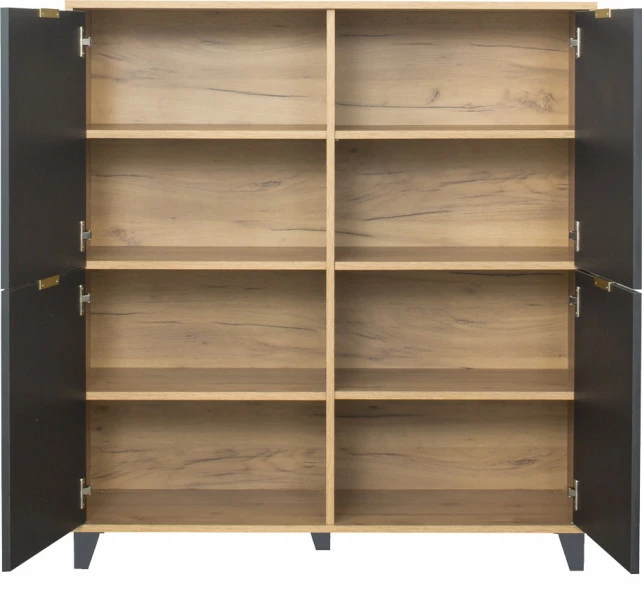 Komoda z 4 drzwiami Floryda (grafit/dąb Soma ciemny) 