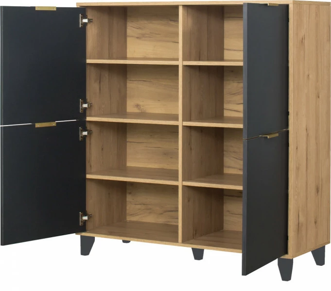 Komoda z 4 drzwiami Floryda (grafit/dąb Soma ciemny) 