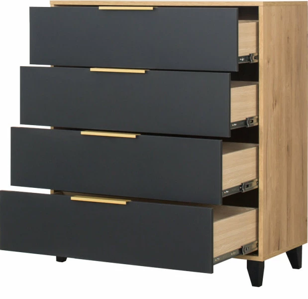 Komoda z 4 szufladami Floryda (grafit/dąb Soma ciemny) 