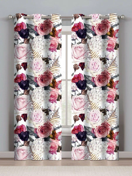 Zasłona Pires 7 (biała w kwiaty)