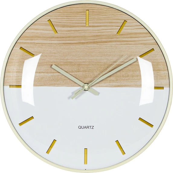 Zegar ścienny Naturos (beż/drewno podobny/biały) 