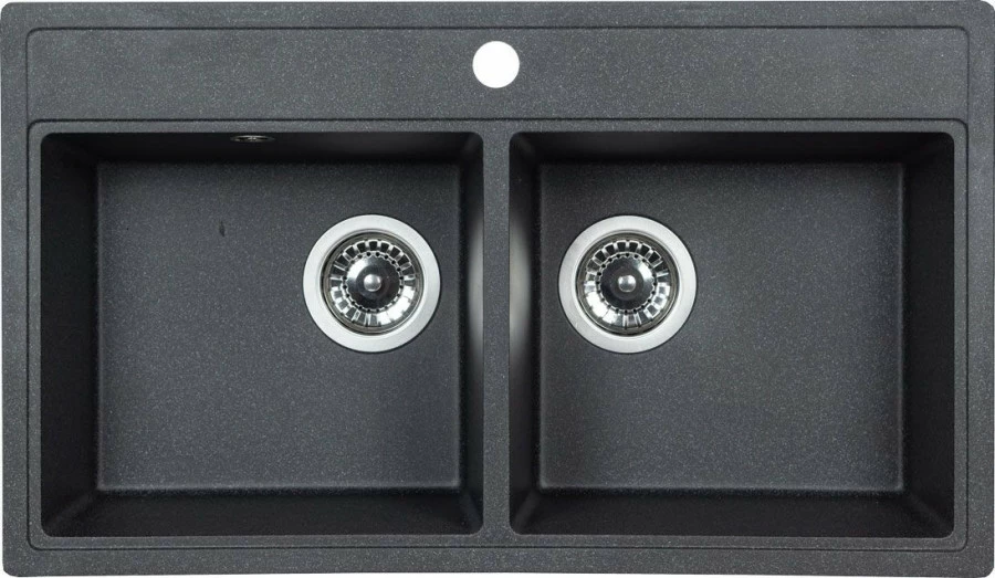 Zlew 2-komorowy Luna (czarny)