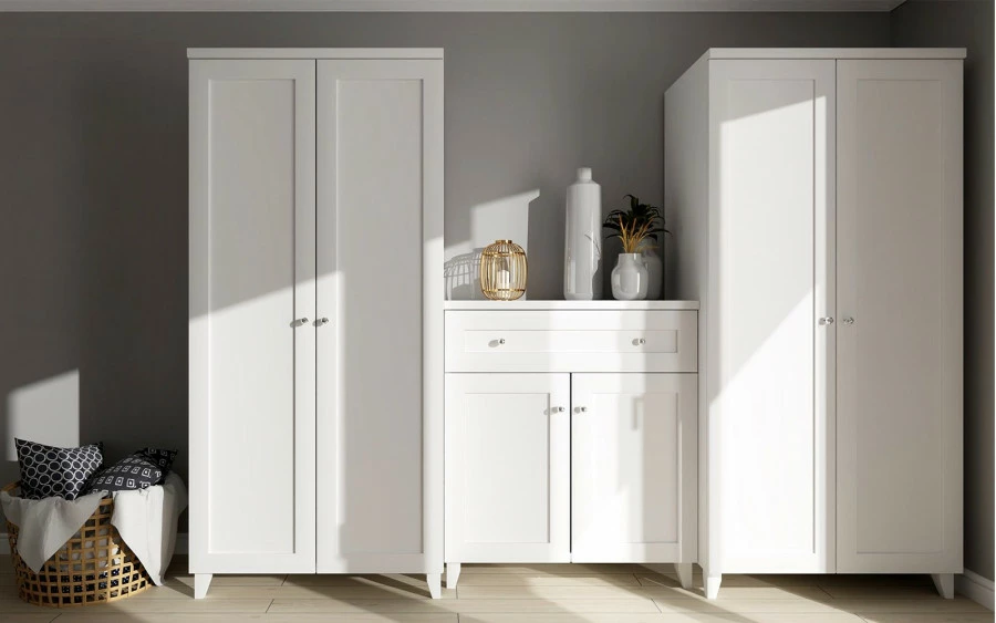 Szafa 2-drzwiowa z półkami i drążkiem Majorka (biały)