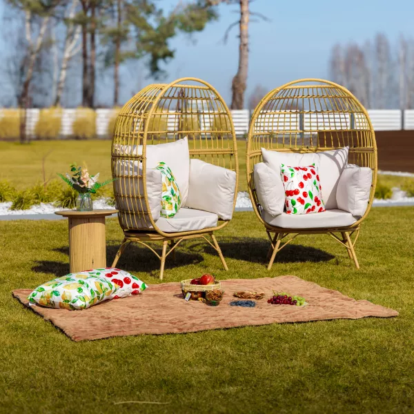 Fotel z eko rattan z poduszką