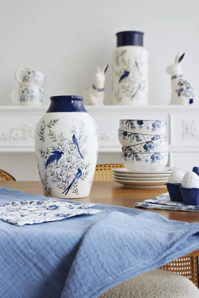 Wazon ceramiczny Pavone 44 (biały/niebieski)