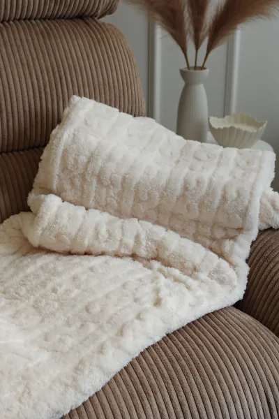 Koc żakardowy Warkocz 62 (kremowy)