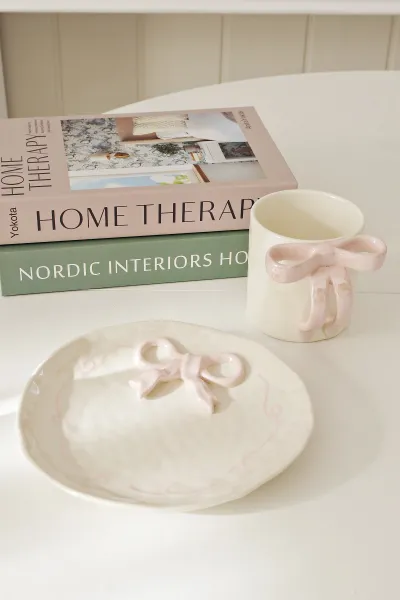 Talerz deserowy Bella 168 (biały z perłowym połysk/jasnoróżowy)