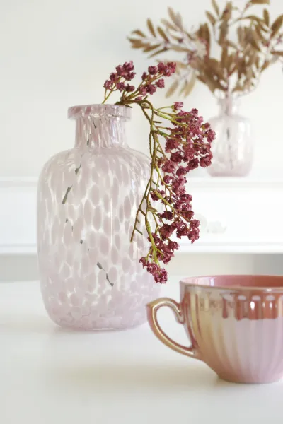 Wazon szklany mały Dots 50 (przezroczysty/różowy)