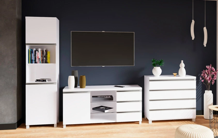 Stolik RTV LED Aga (biały połysk)