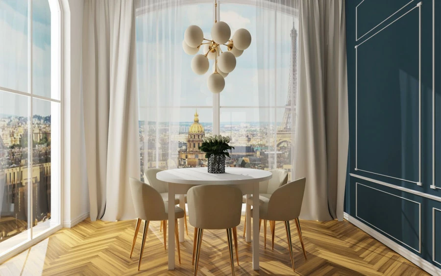 Stół okrągły rozkładany (biały) 