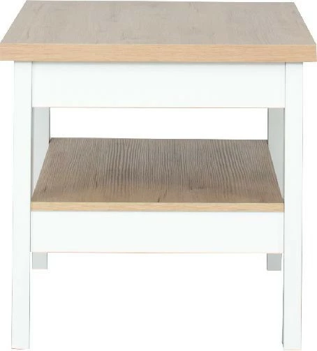 Stolik prostokątny pełny z półką (dąb soma ciemny/biały)