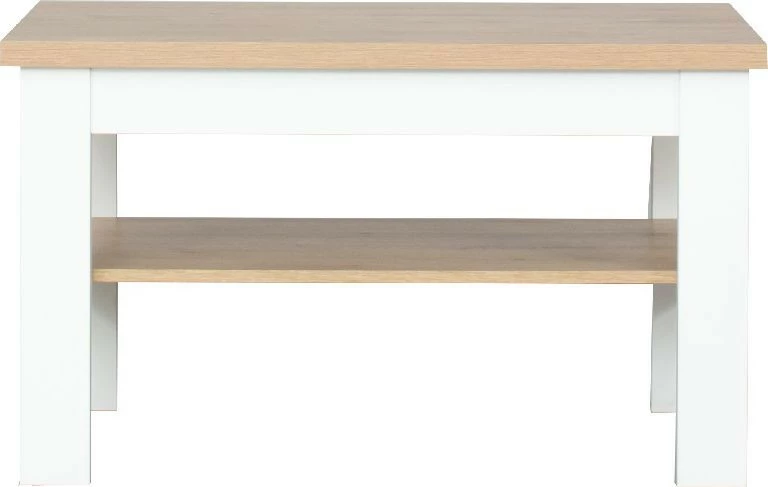 Stolik prostokątny pełny z półką (dąb soma ciemny/biały)