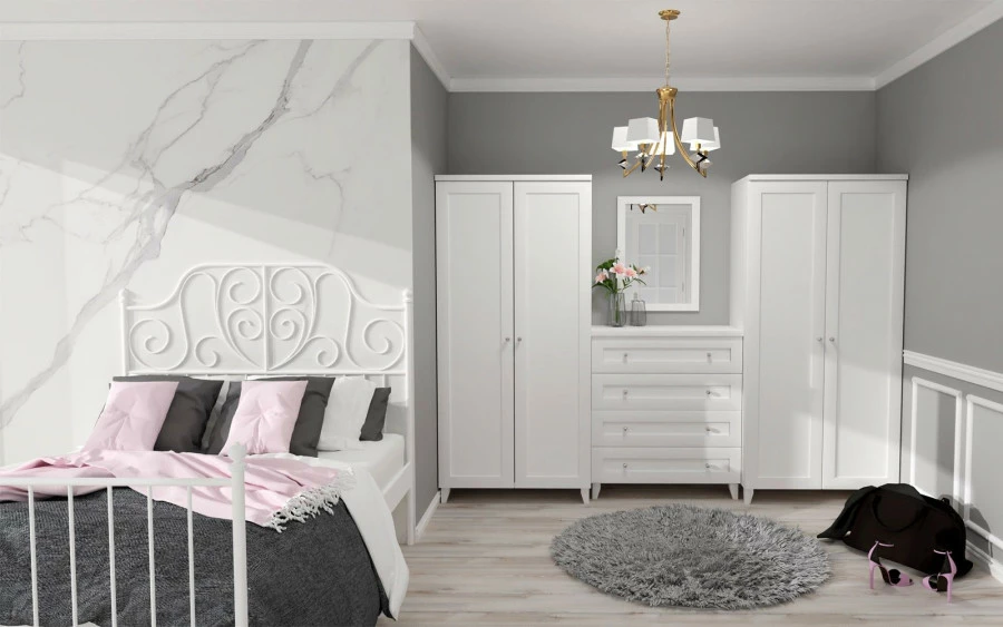 Szafa 2-drzwiowa z półkami i drążkiem Majorka (biały)