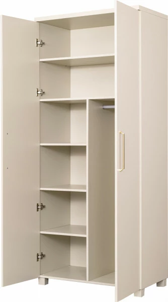 Szafa wysoka dwudrzwiowa z półkami i drążkiem Bari (kaszmir)