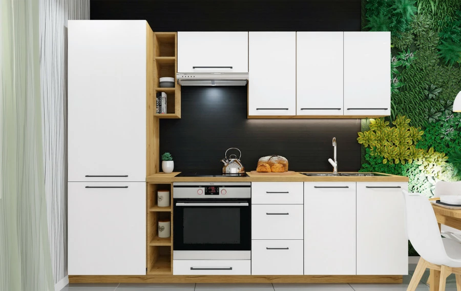 Szafka 60x35 nad okap Bellona (biały połysk/dąb Soma ciemny)