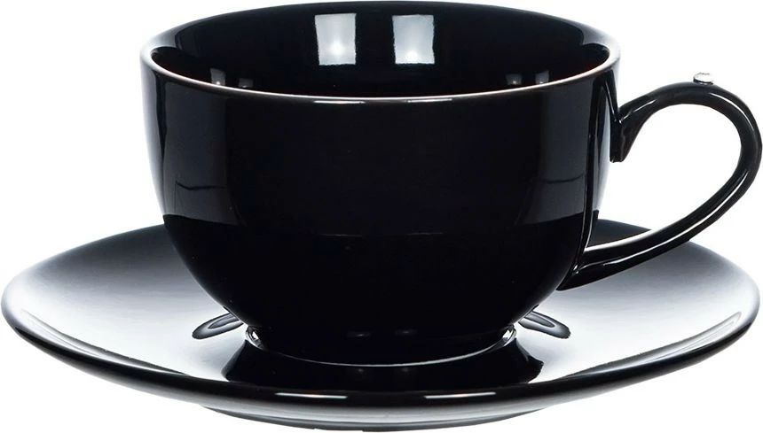 Filiżanka z ozdobną rączką+spodek Krystalis 23 (czarny) 