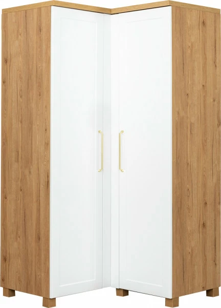 Szafa narożna Hawana (biały lakier mat/dąb soma ciemny)