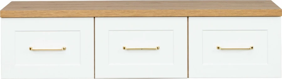 Stolik RTV podwieszany z 3 szufladami Hawana (biały lakier mat/dąb Soma ciemny)