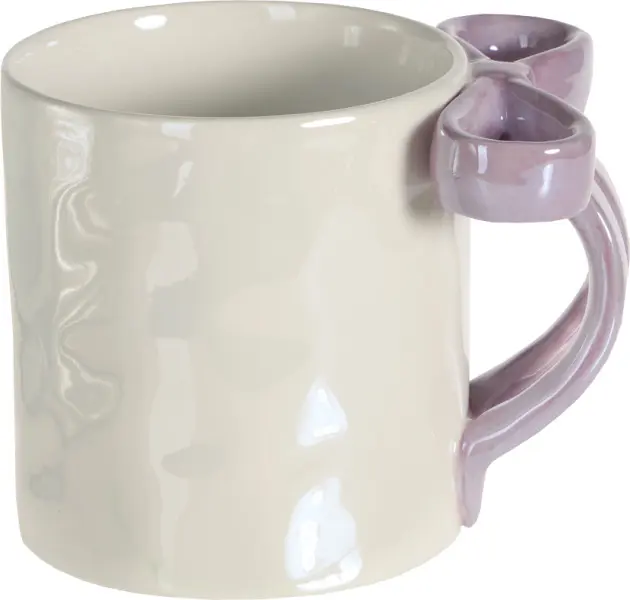 Kubek z kokardką Bella 168 (biały z perłowym połyskiem/jasnofioletowy)