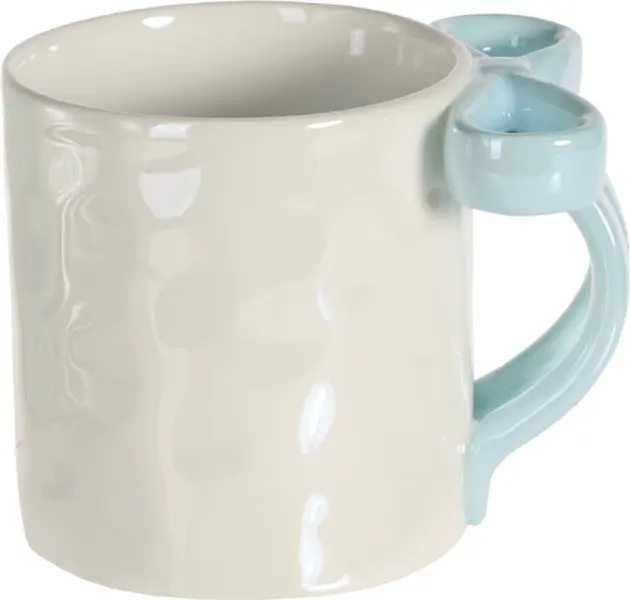 Kubek z kokardką Bella 168 (biały z perłowym połyskiem/jasnoniebieski)