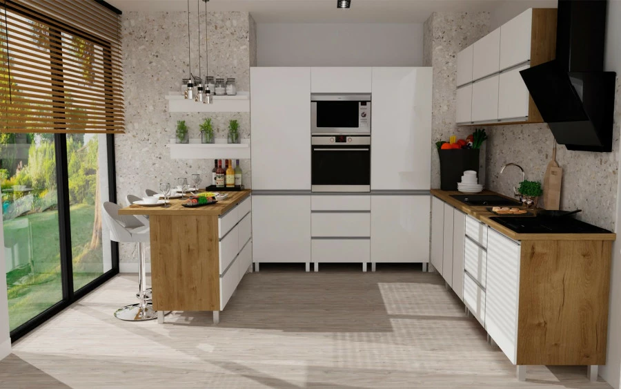 Szafka 60 górna dzielona Monia (biały połysk/dąb Soma ciemny)