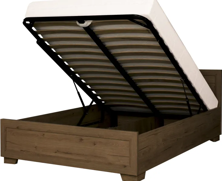 Łóżko 1-osobowe 120 Majorka (orzech Foresta) ze stelażem i pojemnikiem