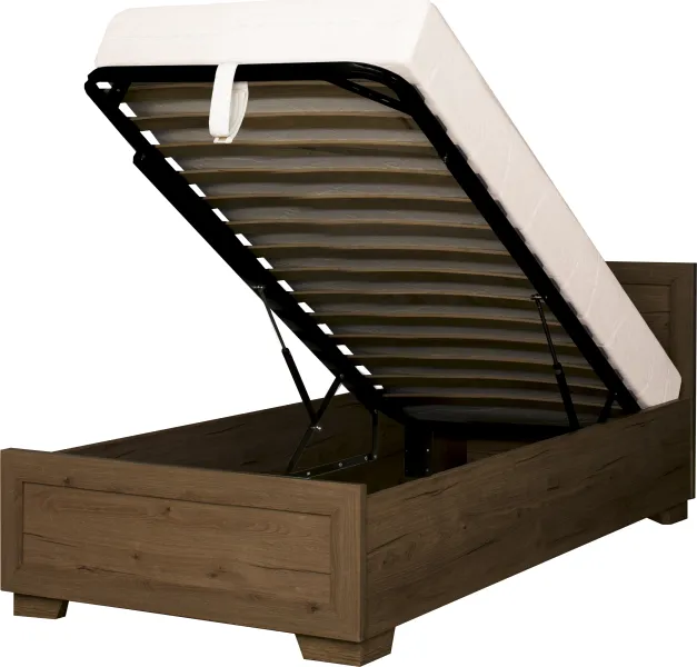 Łóżko 1-osobowe 90 Majorka (orzech Foresta) ze stelażem i pojemnikiem