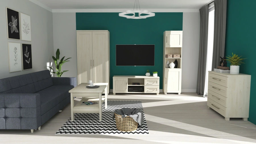 Stolik prostokątny pełny z półką (dąb Soma perłowy)