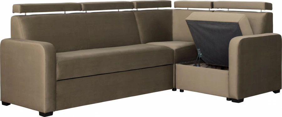 Narożnik Lazur z siedziskiem 3-os. rozkładanym i i 1-os. (plusz brąz)