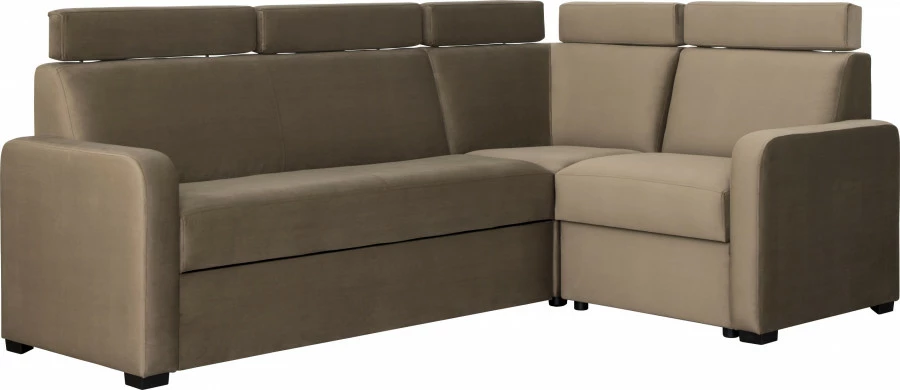 Narożnik Lazur z siedziskiem 3-os. rozkładanym i i 1-os. (plusz brąz)