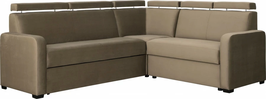 Narożnik Lazur z siedziskiem 3-os. rokładanym i 2-os. (plusz brąz) 